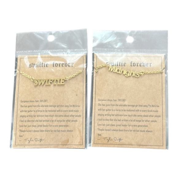 Swiftie Forever ‘Swiftie’ and ‘Midnights’ Gold Plated Necklaces NEW - Picture 1 of 9